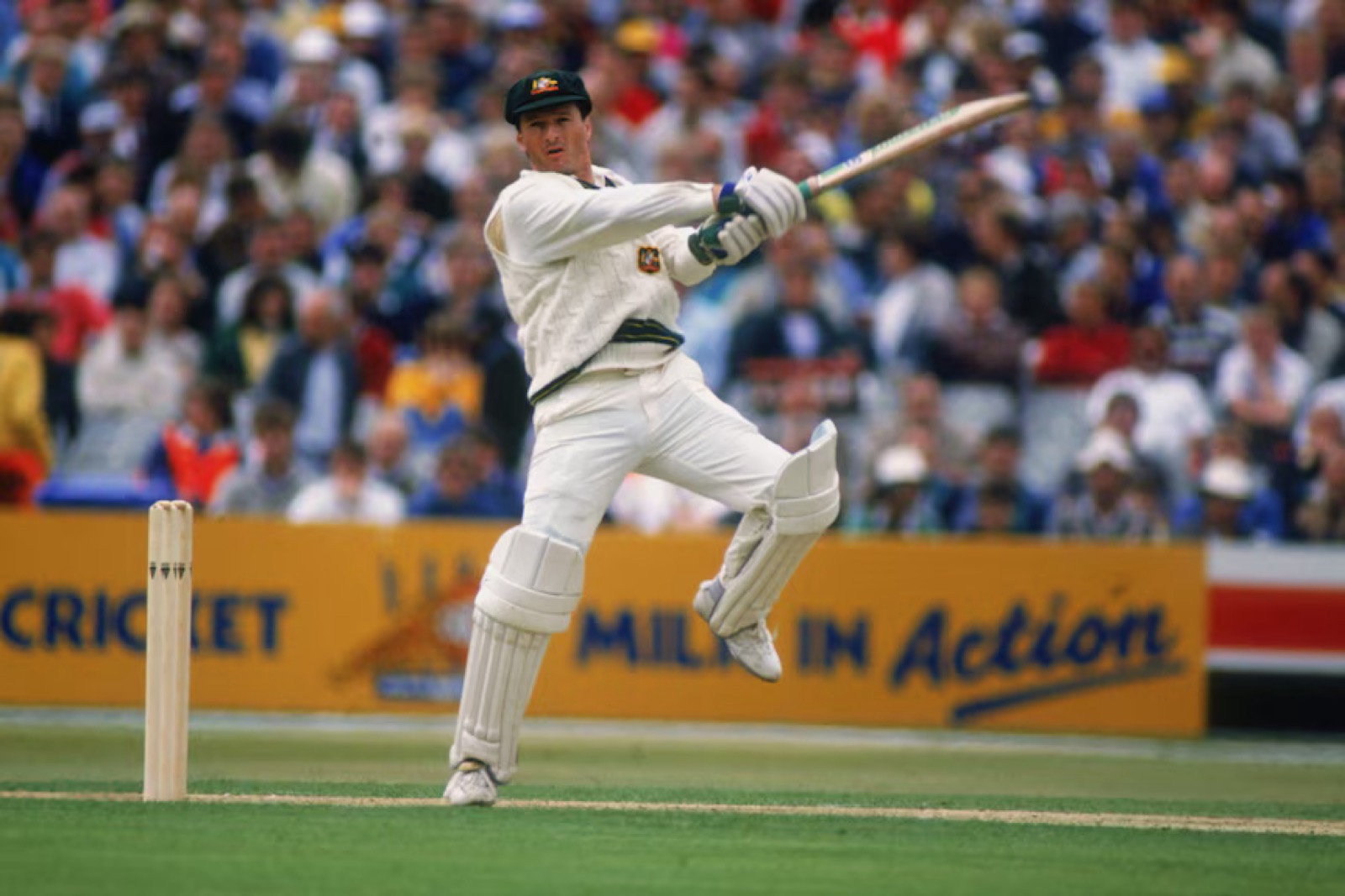 Steve Waugh playing a cut shot in his Australia Test whites