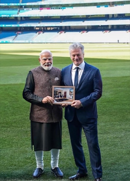 Steve Waugh with Indian Prime Minister Narendra Modi