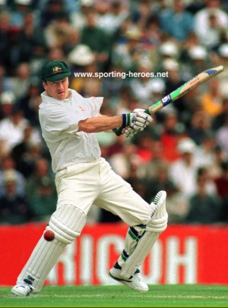 Steve Waugh plays a pull shot in the baggy green