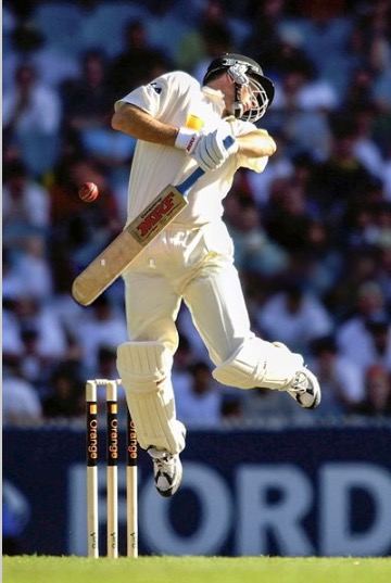 Steve Waugh evading a bouncer in a Test match