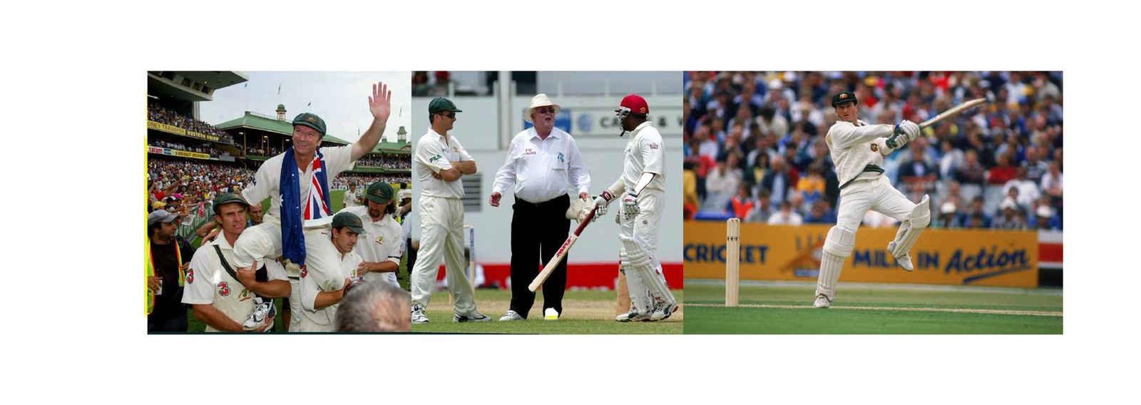 Steve Waugh career moments: chaired off with the Australian flag, captaining Australia, and playing a shot