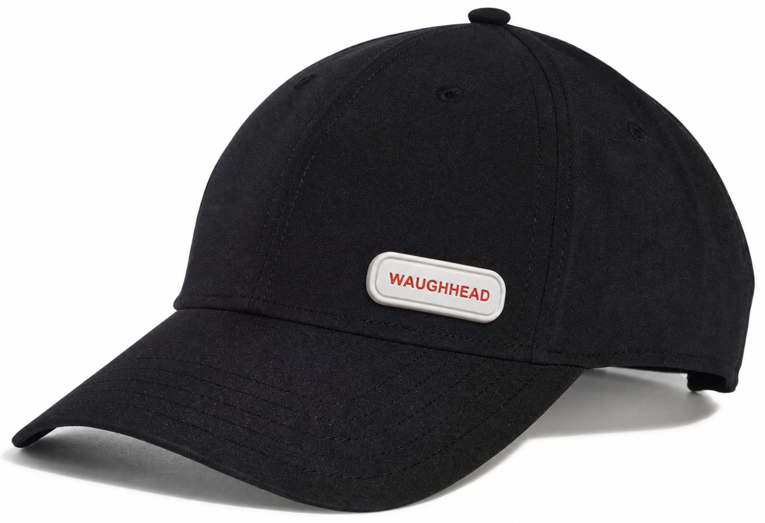 WaughHead premium cap in black with the red logo badge